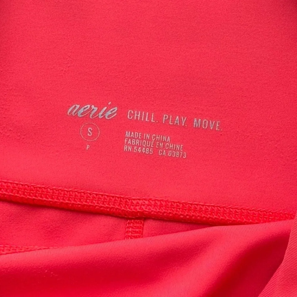 Aerie Neon Coral‎ Eyelet Pocket Bike Shorts S High Rise Athletic Summer *FLAW*